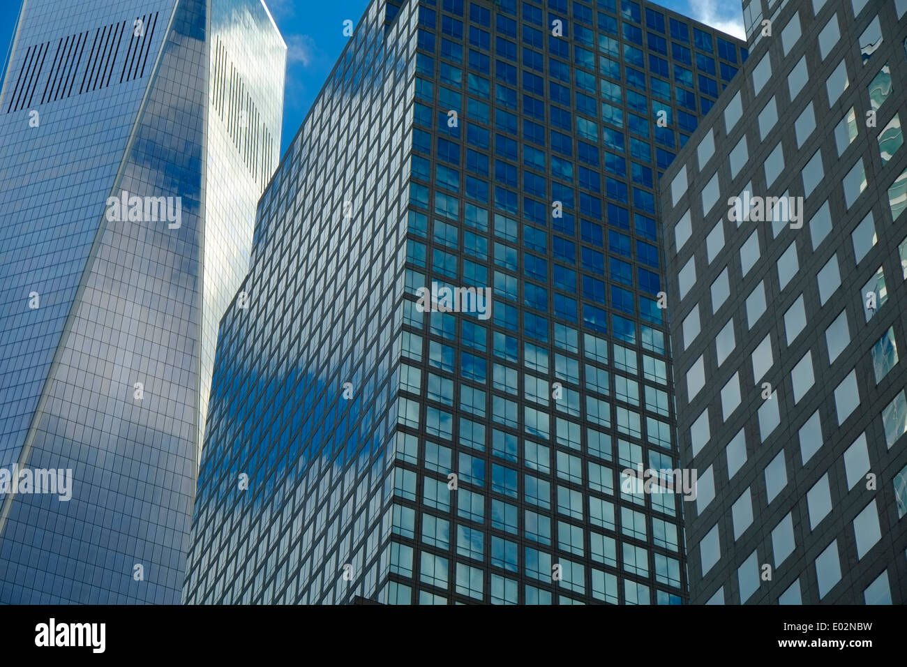 Moderni edifici per uffici, dal Quartiere Finanziario di Manhattan, New York Foto Stock