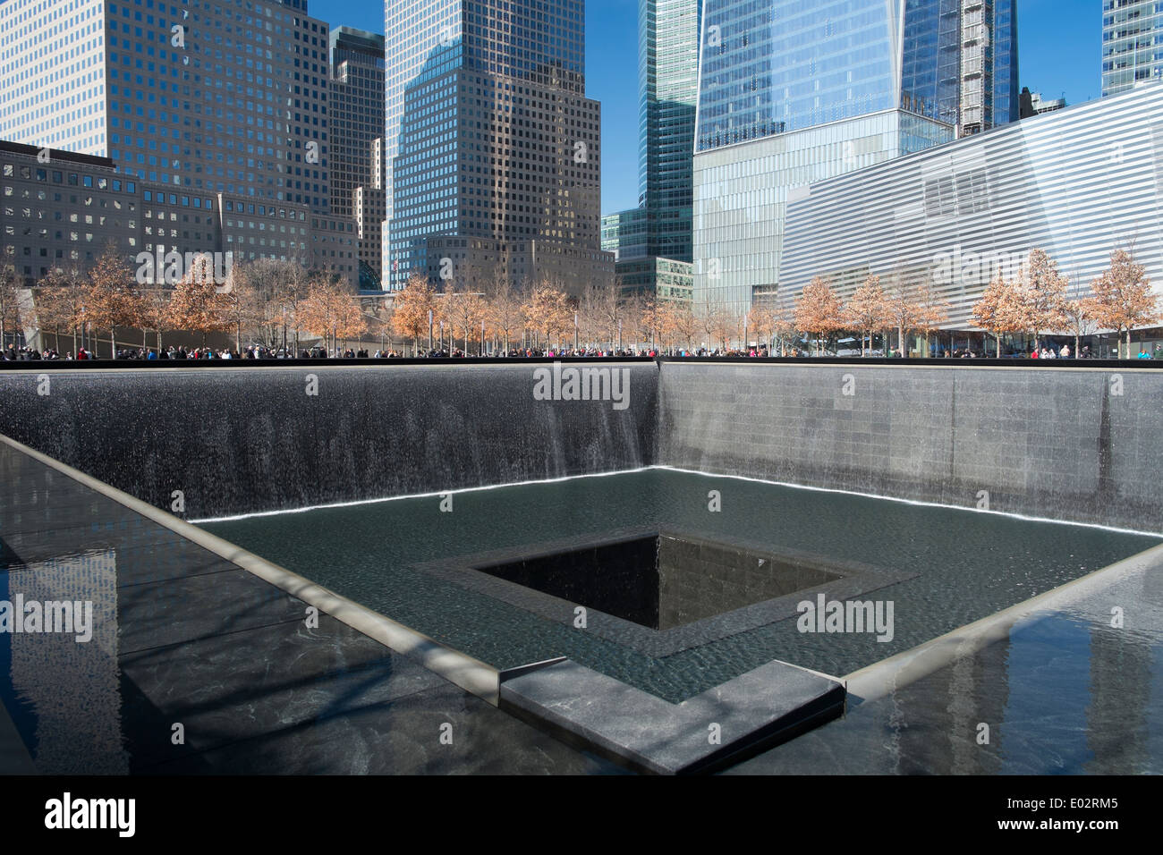 9/11 ground zero memorial sito per il commercio mondiale torri, New York, Stati Uniti d'America Foto Stock