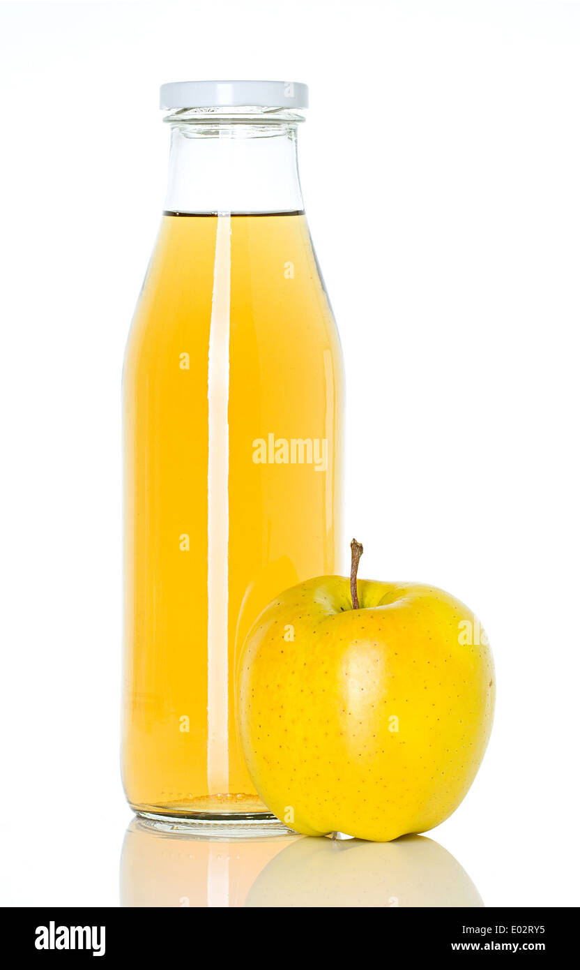 Bottiglia di succo di mela con Apple Foto Stock