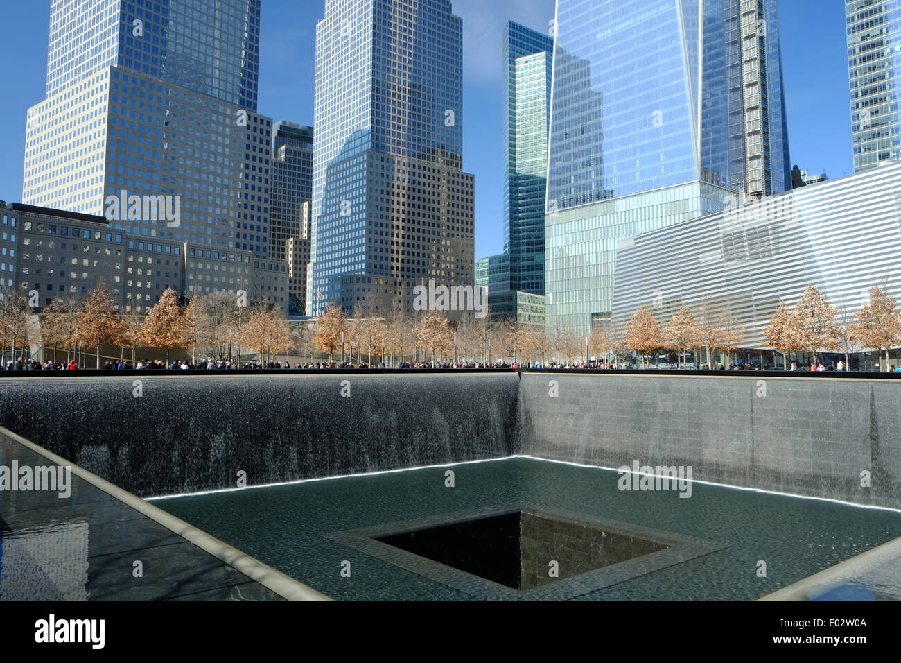 9/11 ground zero memorial sito per il commercio mondiale torri, New York, Stati Uniti d'America Foto Stock