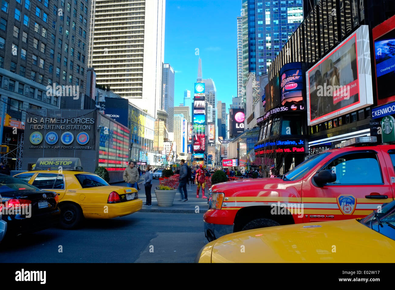 Taxi, Taxi in Times Square a New York, Stati Uniti d'America Foto Stock