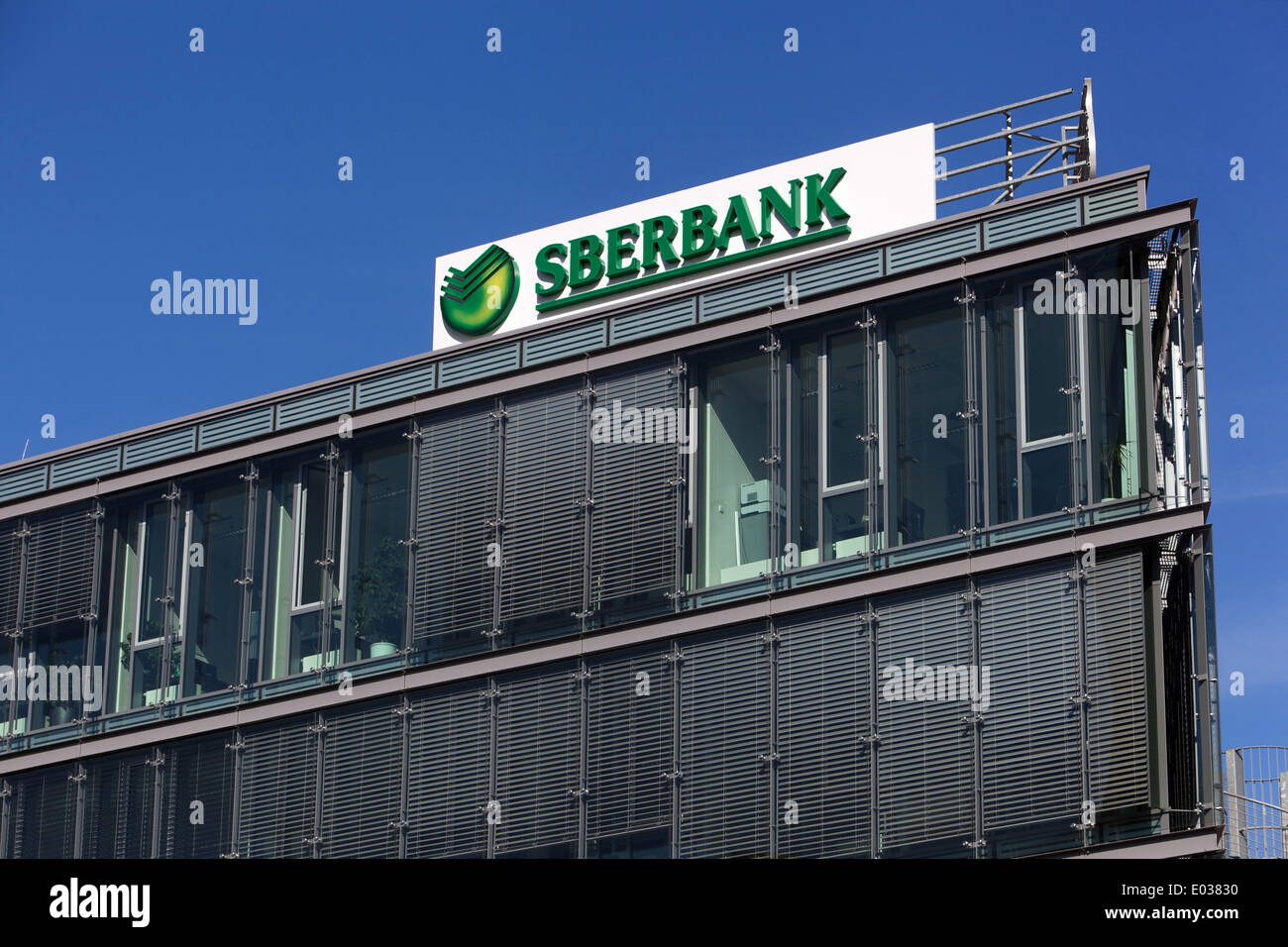 Sberbank annuncio logo, Praga, Repubblica Ceca Foto Stock