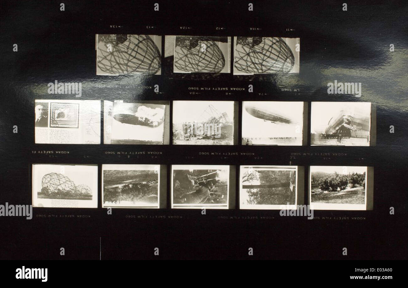Lo Zeppelin LZ 129, noto anche come Hindenburg, era un dirigibile tedesco gestito dalla Deutsche Zeppelin-Reederei. Fu notoriamente distrutto in un disastro mentre tentava di atterrare alla base navale di Lakehurst nel 1937. La tragica fine del dirigibile ha evidenziato i rischi di un volo più leggero dell'aria e ha portato al declino dei dirigibili nell'uso commerciale. Foto Stock