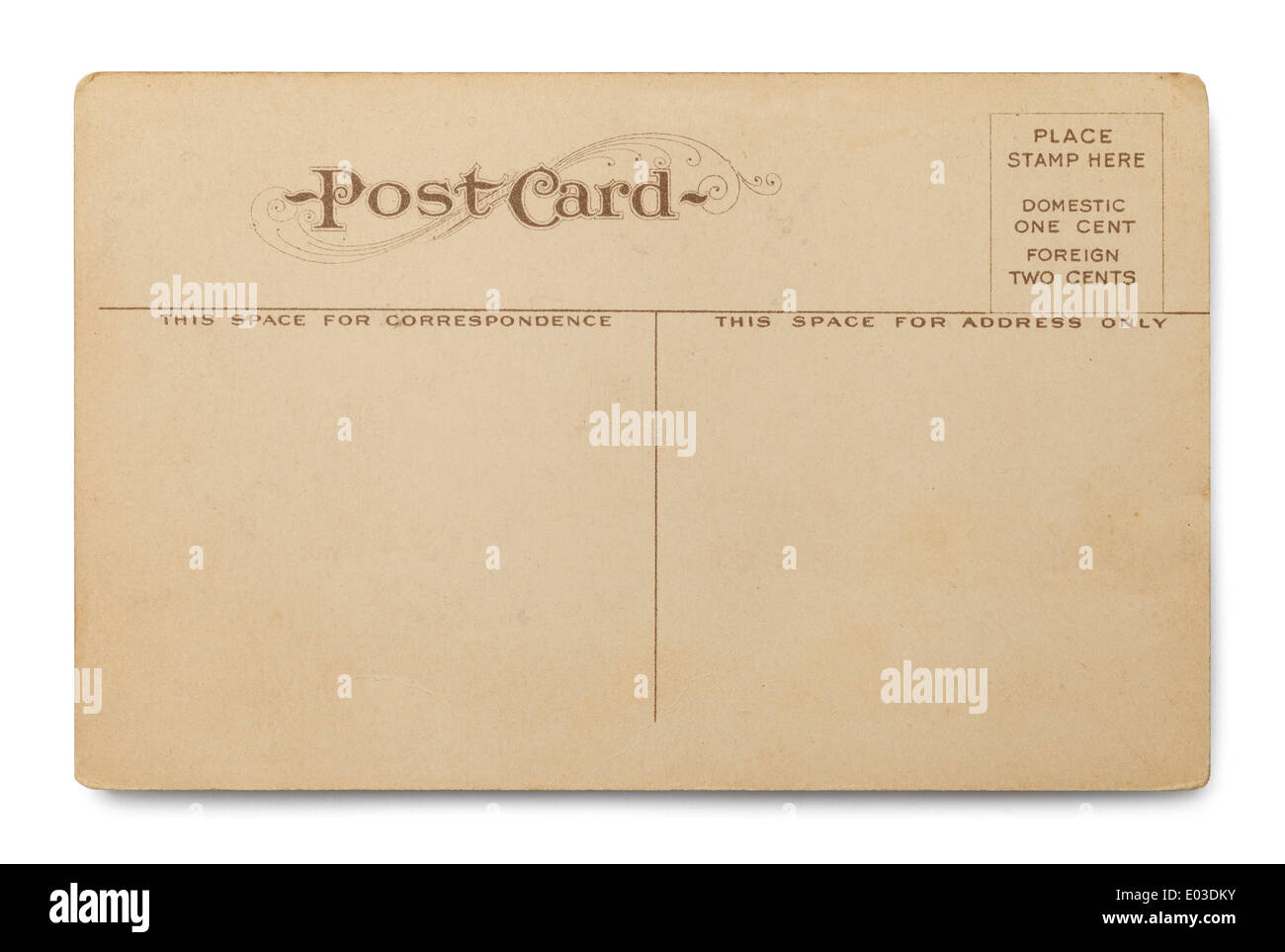 Cartolina vuota con copia spazio isolato su sfondo bianco. Foto Stock