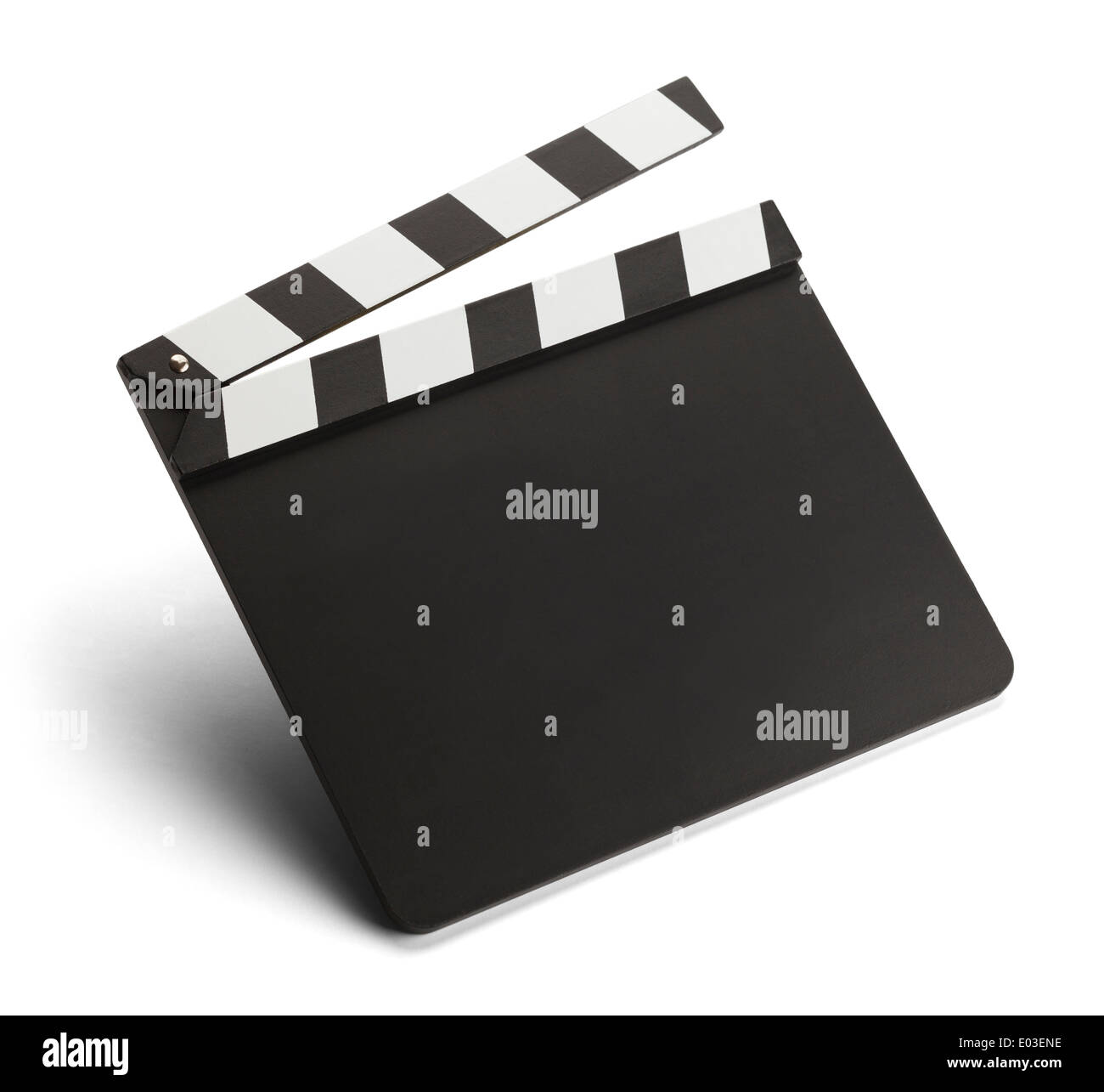 Vuoto Clap Film Board isolati su sfondo bianco. Foto Stock