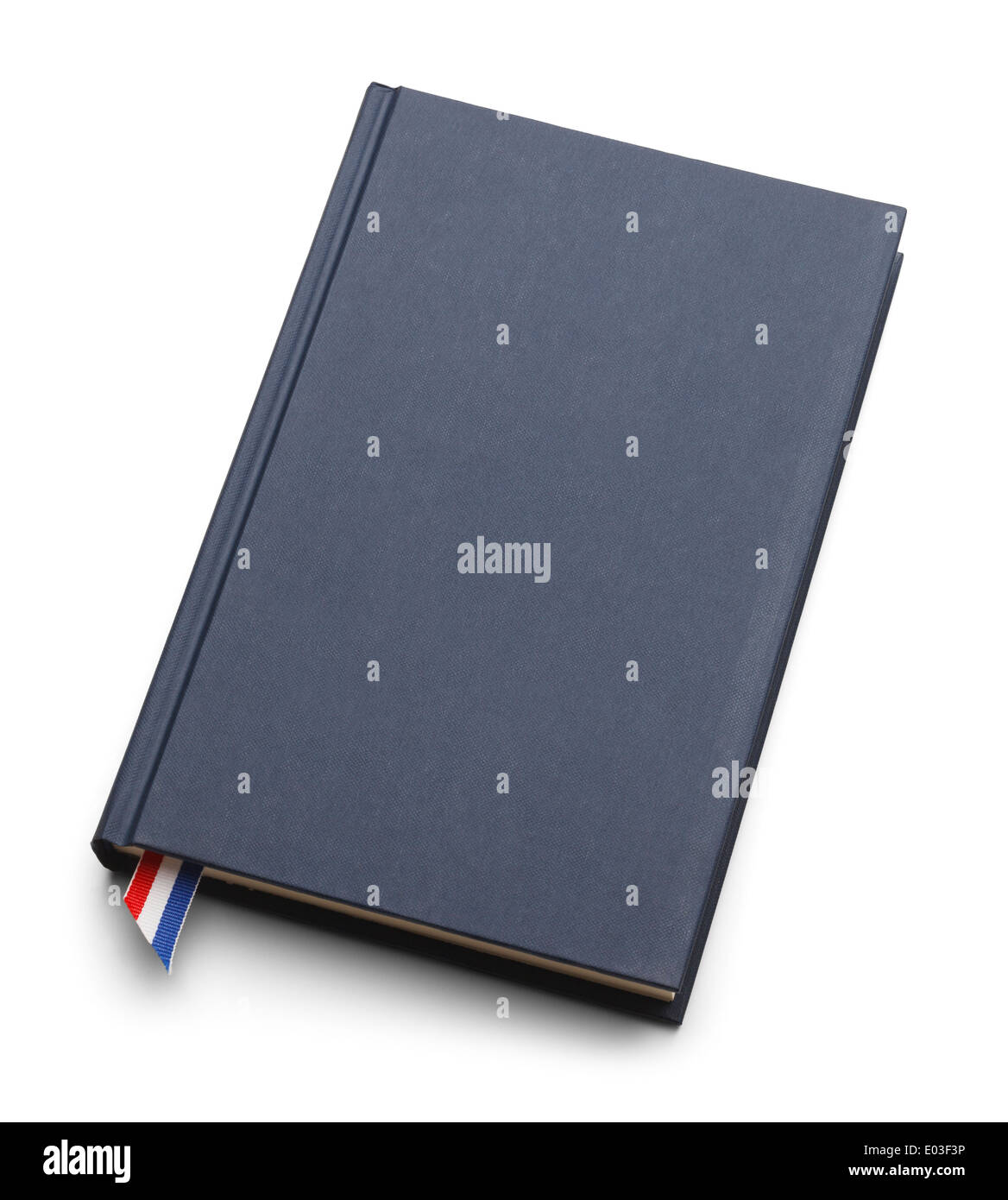 Blank blue book con copia spazio isolato su sfondo bianco. Foto Stock