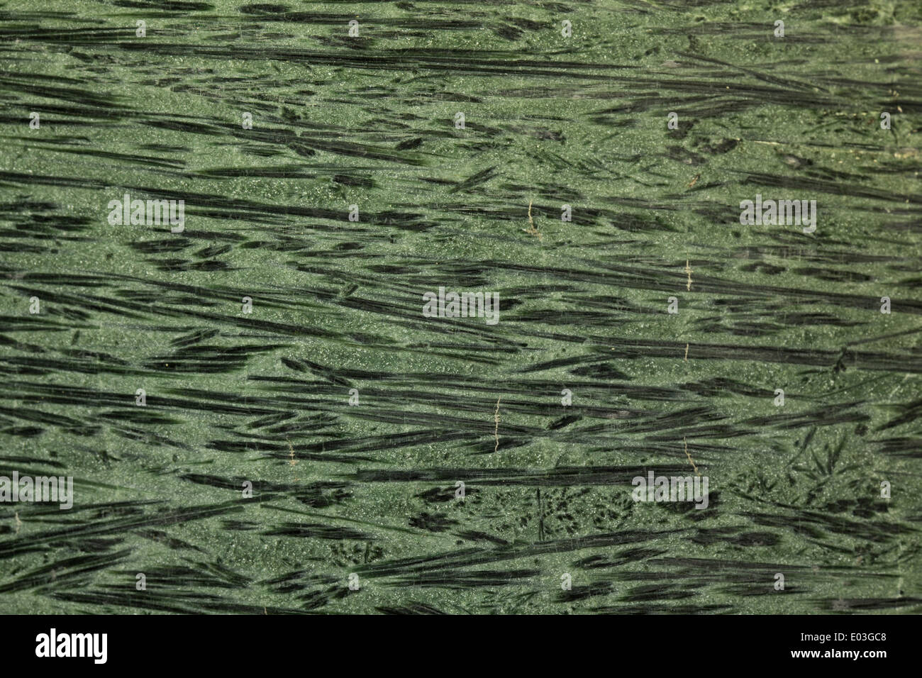 Komatiite un tipo di mantello ultramafic derivato da roccia vulcanica, fiume Komati Sud Africa, mostra 'spinifex' texture Foto Stock