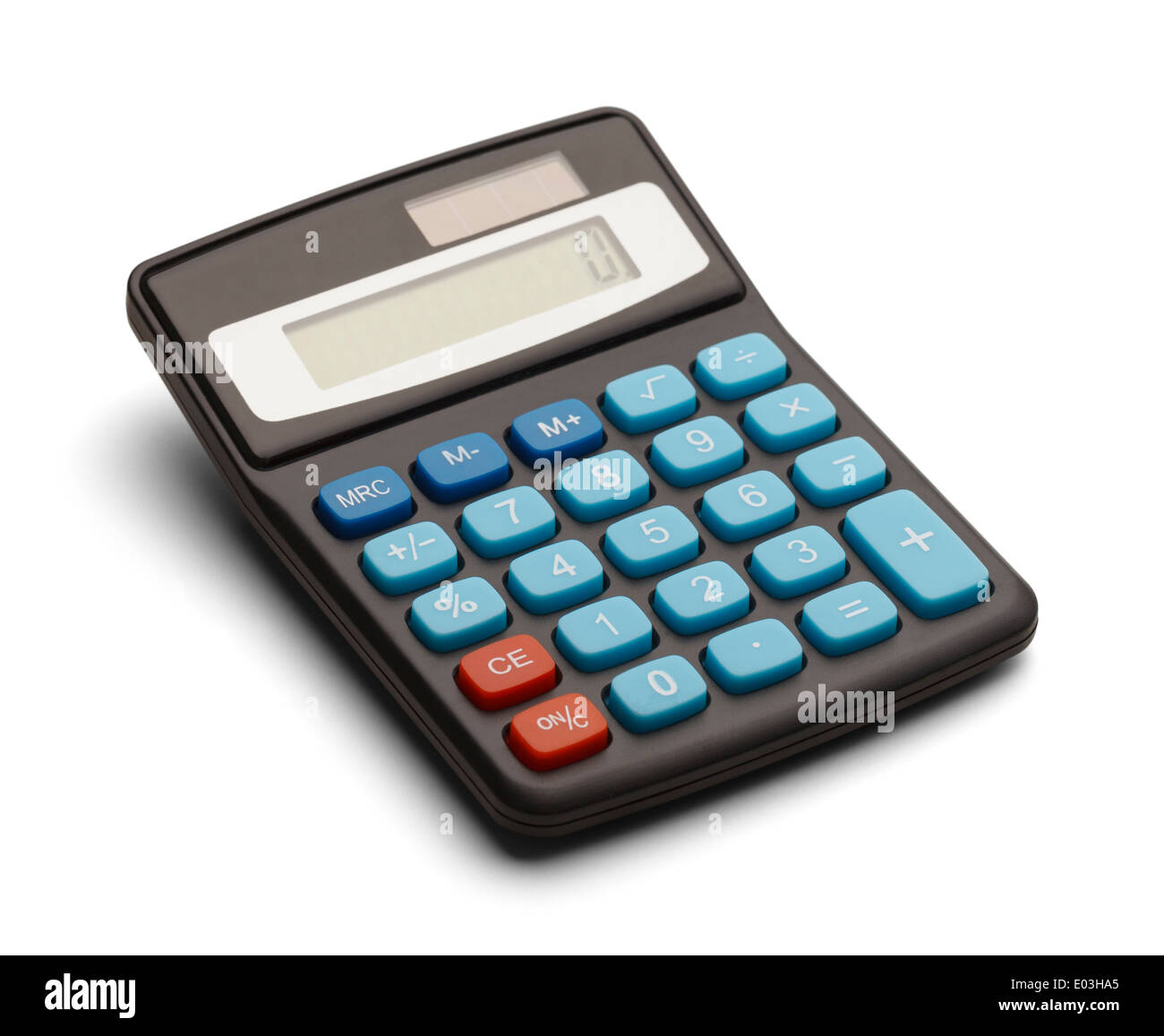 Nero Solar Power Calculator isolati su sfondo bianco. Foto Stock