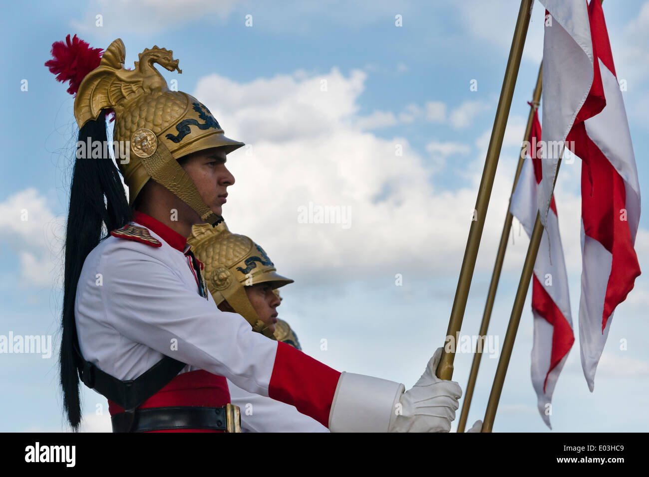 Modificare le protezioni al Palazzo di Planalto, il posto di lavoro ufficiale del Presidente del Brasile, Brasilia, del Distretto Federale, Brasile Foto Stock