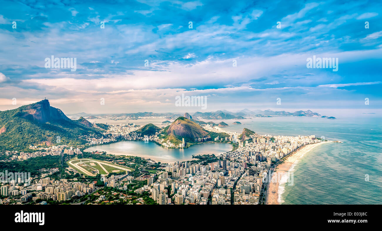 Panoramica aerea di Rio de Janeiro in Brasile Foto Stock