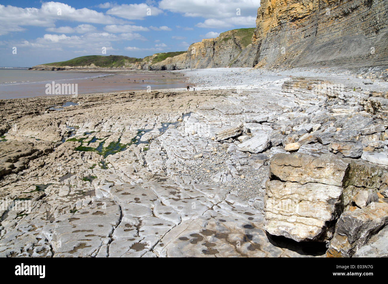Traeth Bach e Southerndown, Glamorgan Heritage Costa, Vale of Glamorgan, South Wales, Regno Unito. Foto Stock