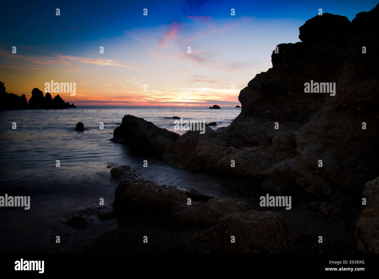 Tramonto sul mare Ionio, Mediterranea Foto Stock