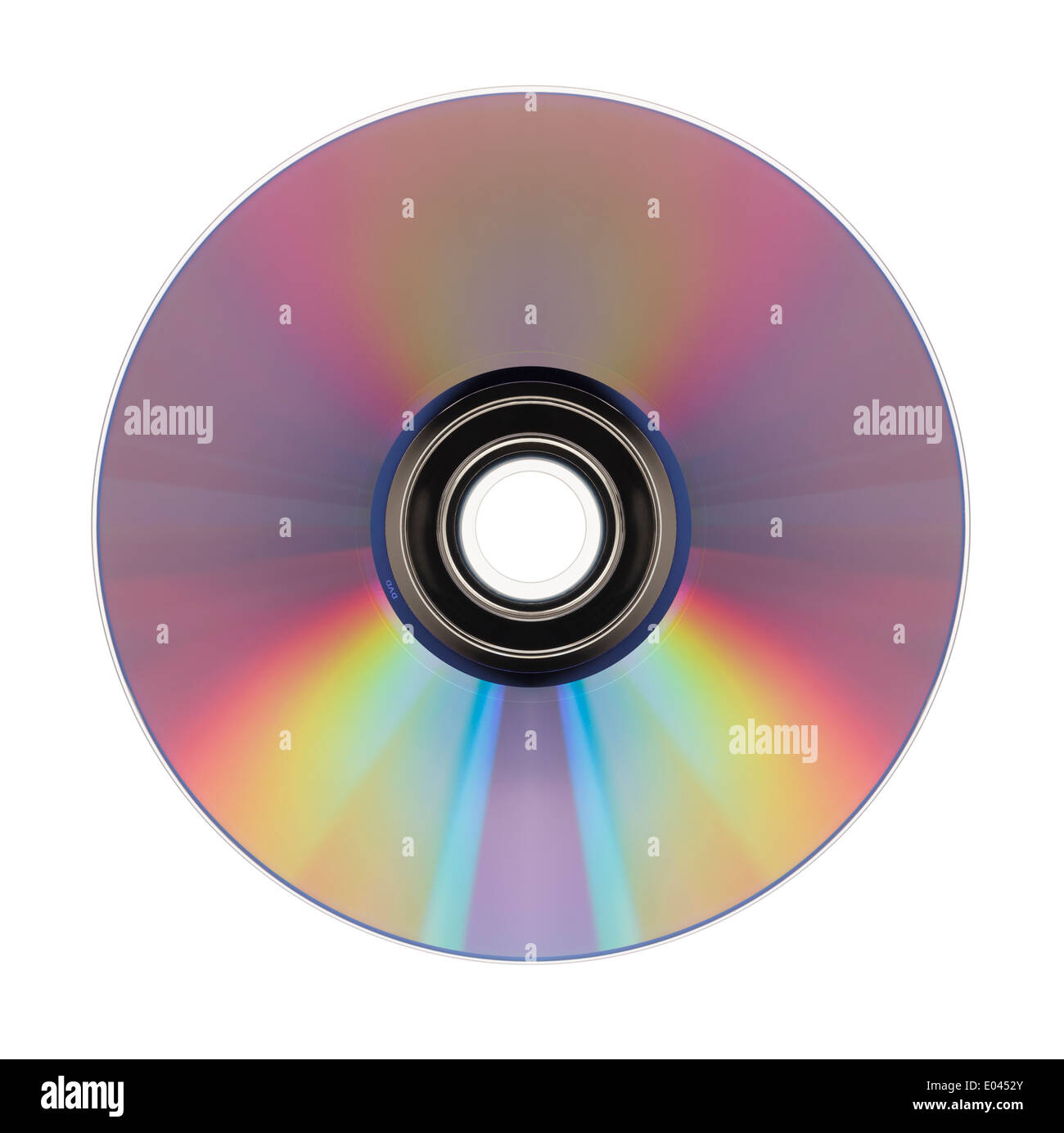 DVD di Vista superiore isolata su uno sfondo bianco. Foto Stock
