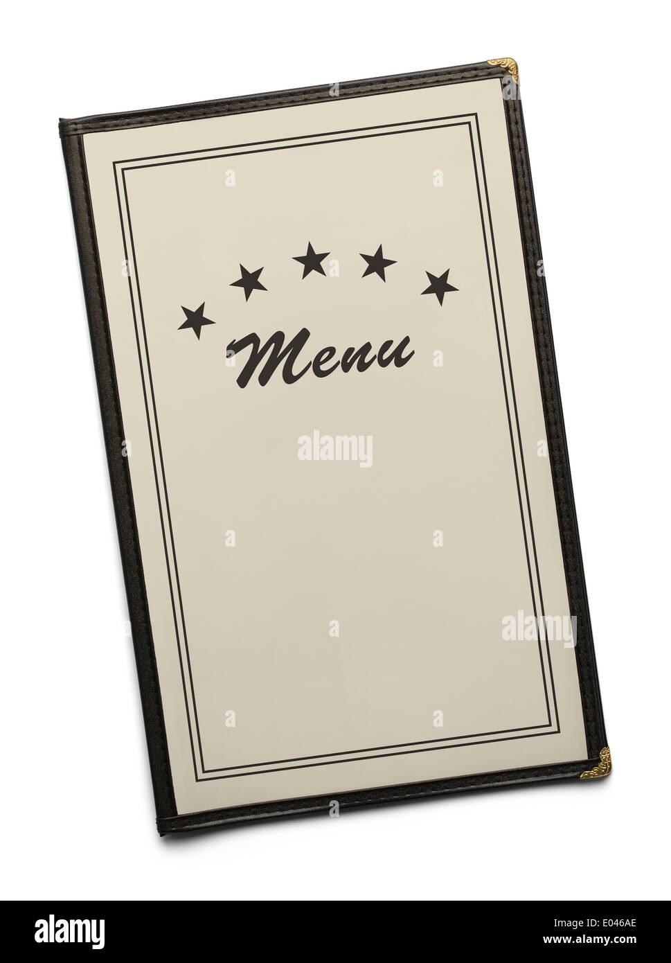 Generico vuoto ristorante con menu Copia spazio isolato su sfondo bianco. Foto Stock