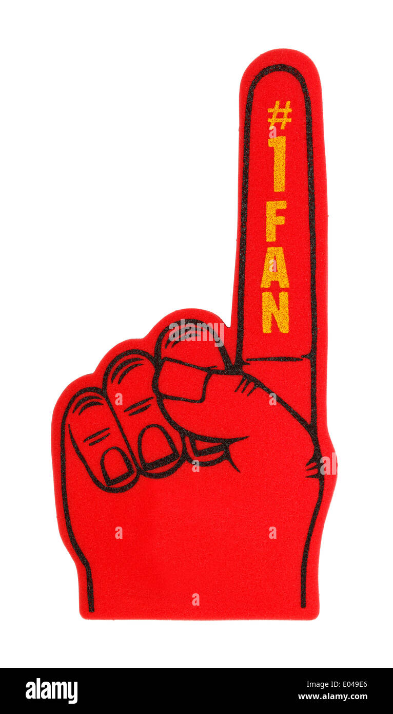 Numero rosso un dito isolati su sfondo bianco. Foto Stock