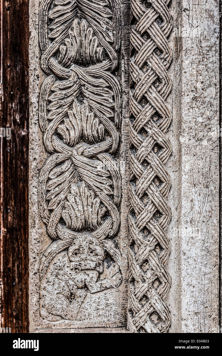 Dettagli architettonici di una antica chiesa situata a Grottaglie, Italia Foto Stock