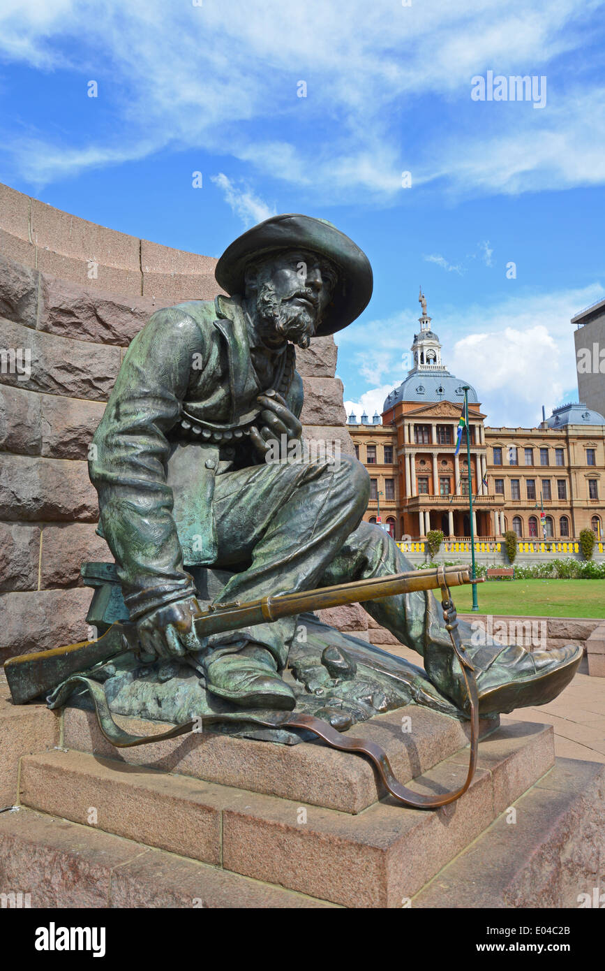 Paul Kruger statua, piazza della chiesa (Kerkplein), Pretoria, provincia di Gauteng, Repubblica del Sud Africa Foto Stock