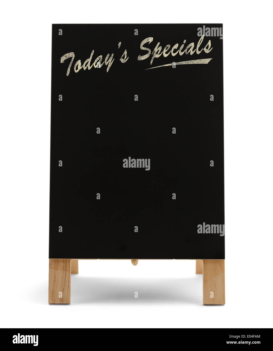 Il cibo del ristorante Nero menu Chalk Board con l'odierna Specials isolati su sfondo bianco. Foto Stock