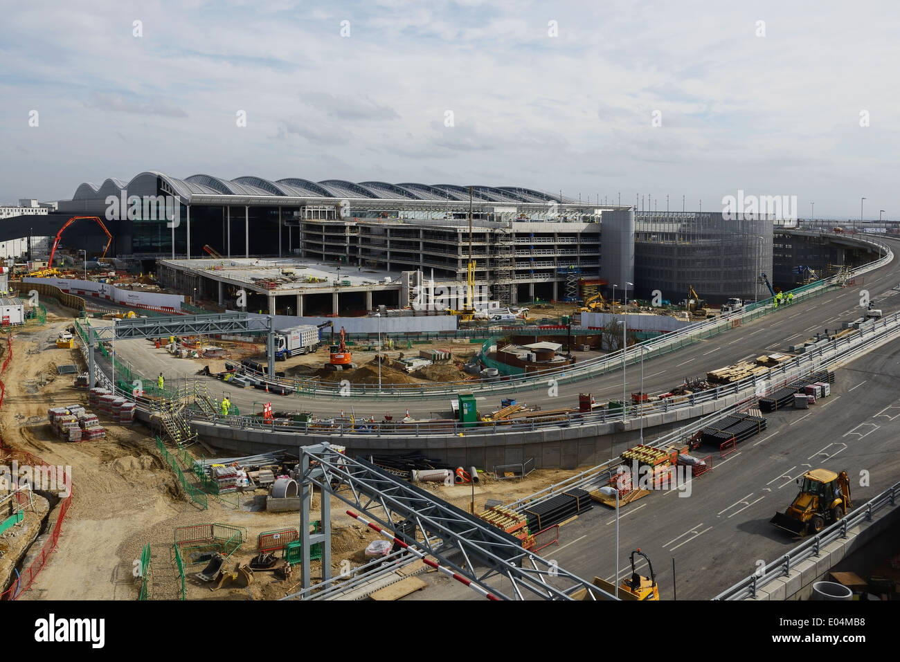 Londra Heathrow Terminal 2 in costruzione Foto Stock