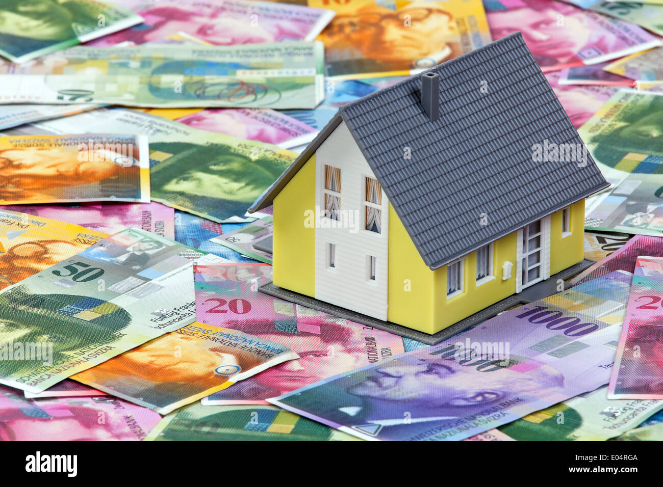 Il finanziamento di una casa in Svizzera Franconia, Finanzierung eines Hauses in Schweizer Franken Foto Stock
