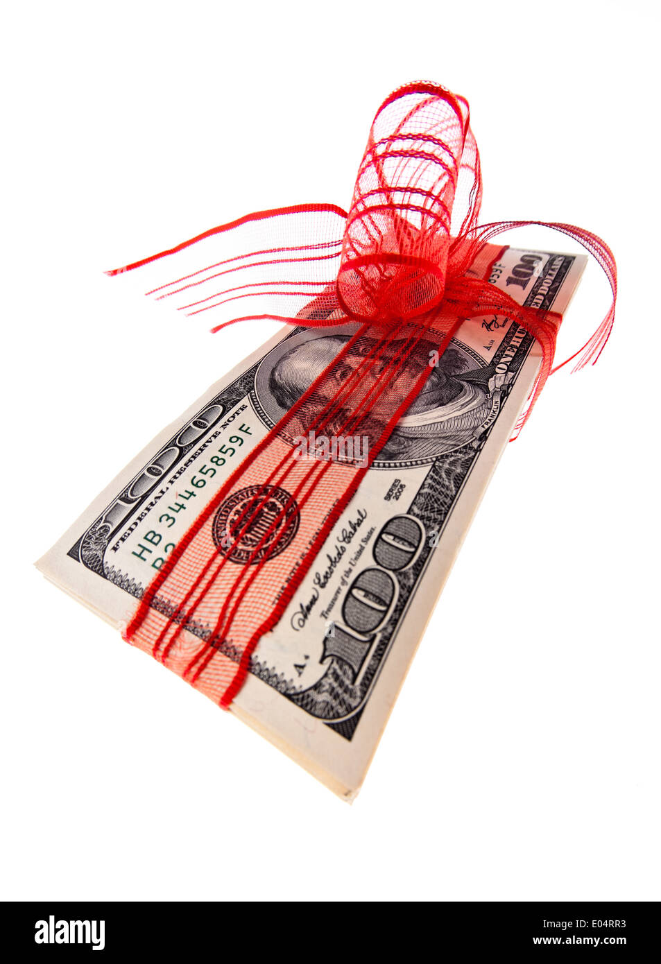 Dollaro di denaro di note per un presente. Ace di denaro un presente., Dollar Geld Scheine fuer ein Geschenk. Geld als geschenk. Foto Stock
