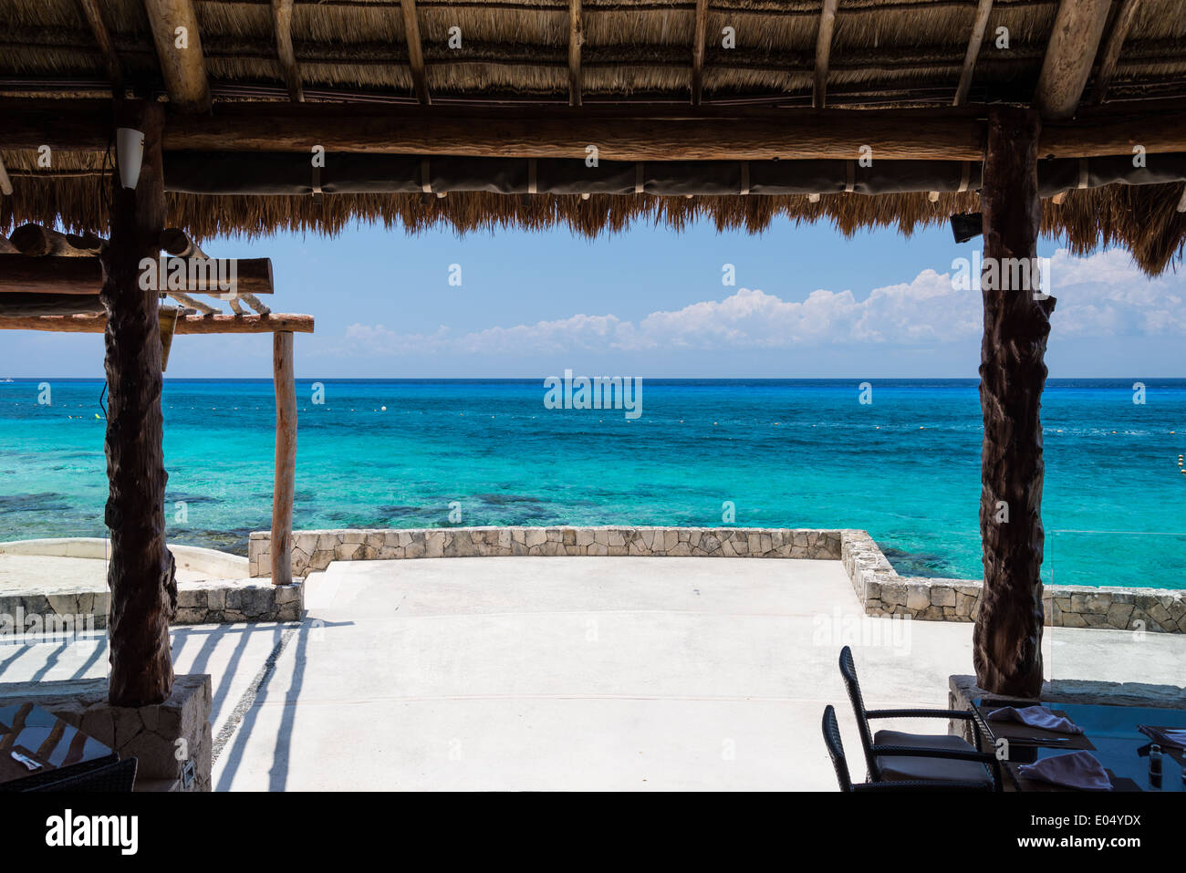 Vista fronte mare in un resort di lusso. Cozumel, Messico. Foto Stock