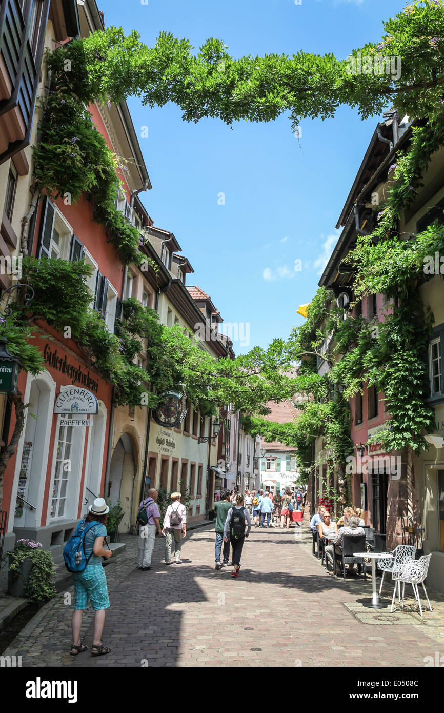 Street in Freiburg im Breisgau, Germania Foto Stock