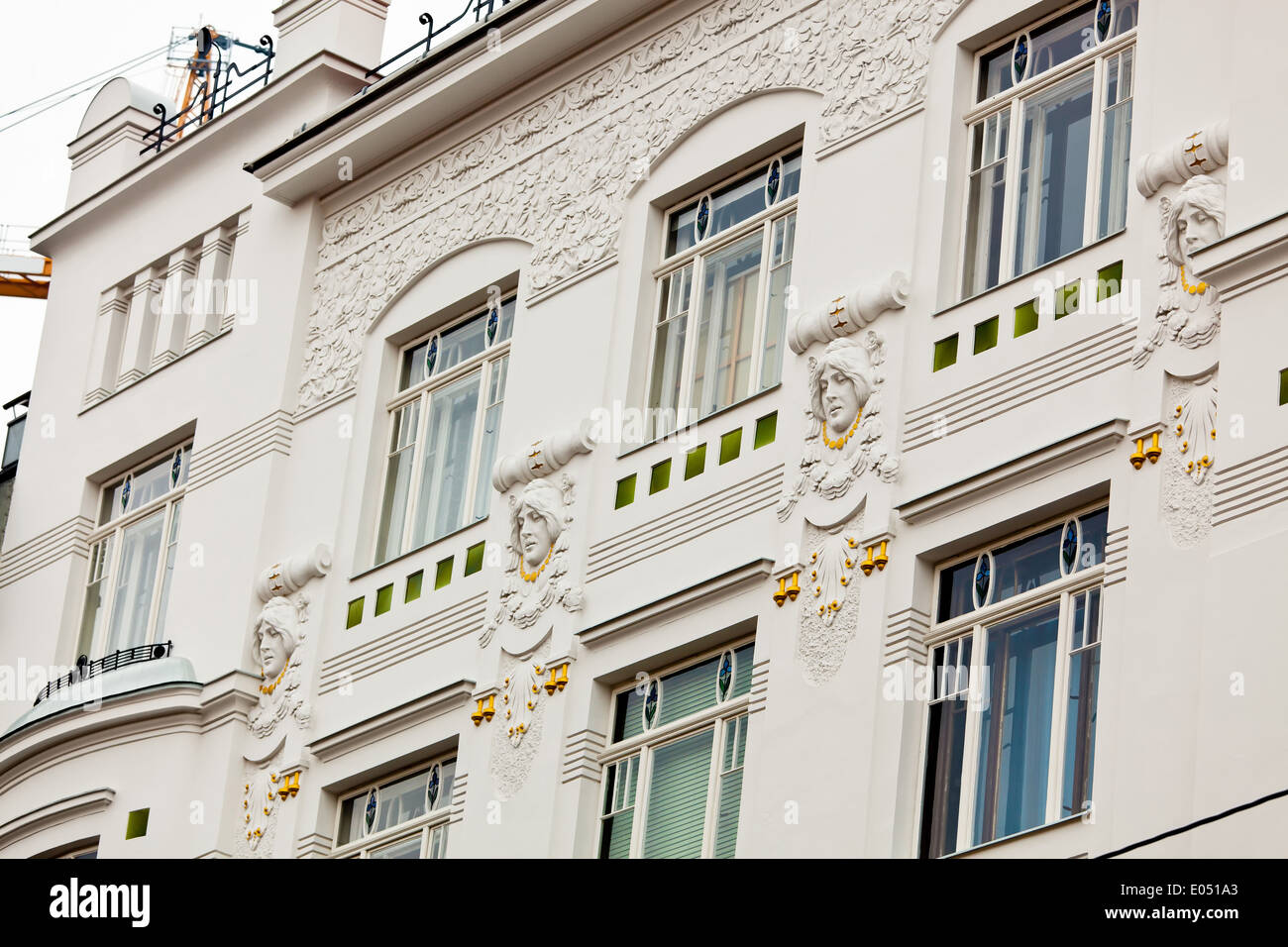 Un rinnovato graziosamente in stile Jugendstil. Ristrutturazione di vecchie case di città., Ein schoen Jugendstil renoviertes Haus. Sanierung von Alten Foto Stock