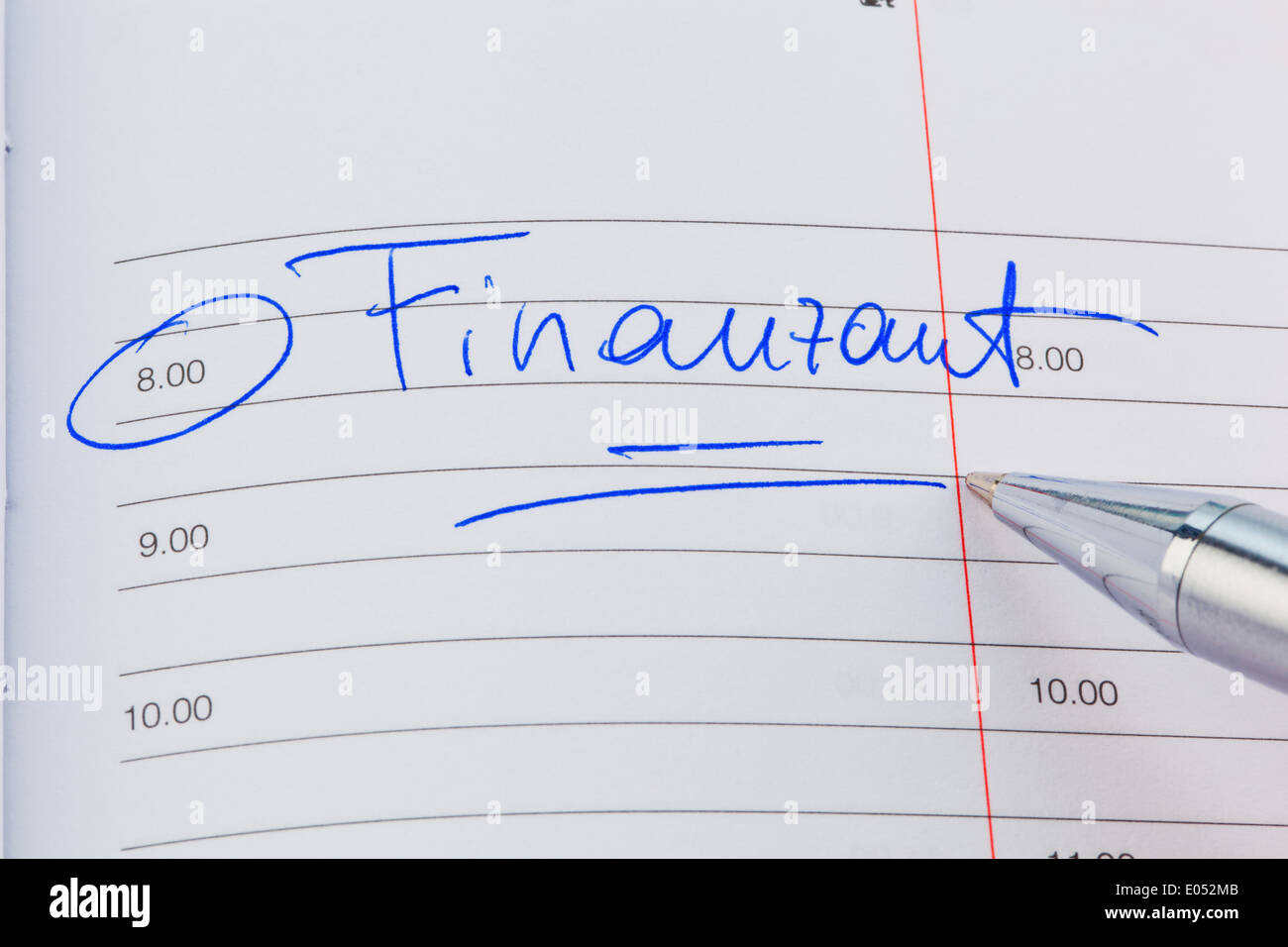 Un appuntamento viene messo giù in un calendario: Ufficio delle imposte, Ein Termin ist in einem Kalender eingetragen: Finanzamt Foto Stock