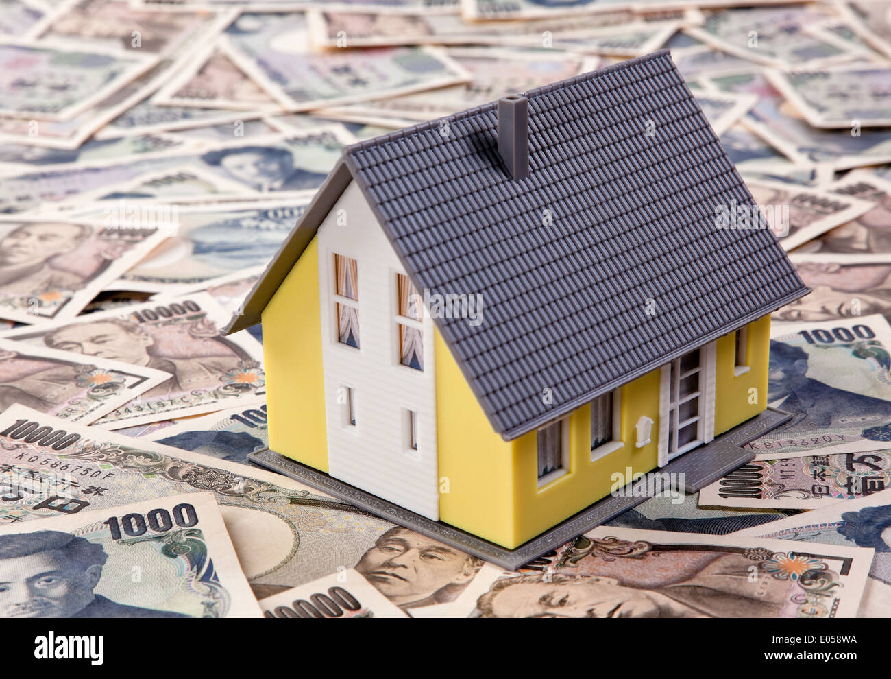 Prestito di yen per la costruzione di una casa in valuta estera, Yenkredit zum Bau eines Hauses in Fremdwaehrung Foto Stock