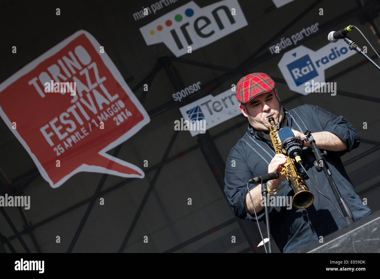 Torino, Italia - 2014:05:01 - Giornale di Bordo quartetto ha eseguito a Torino Jazz Festival 2014 con la loro musica tra avant-garde Jazz e colori etnici.(foto di Elena Aquila / Pacific Stampa) Foto Stock