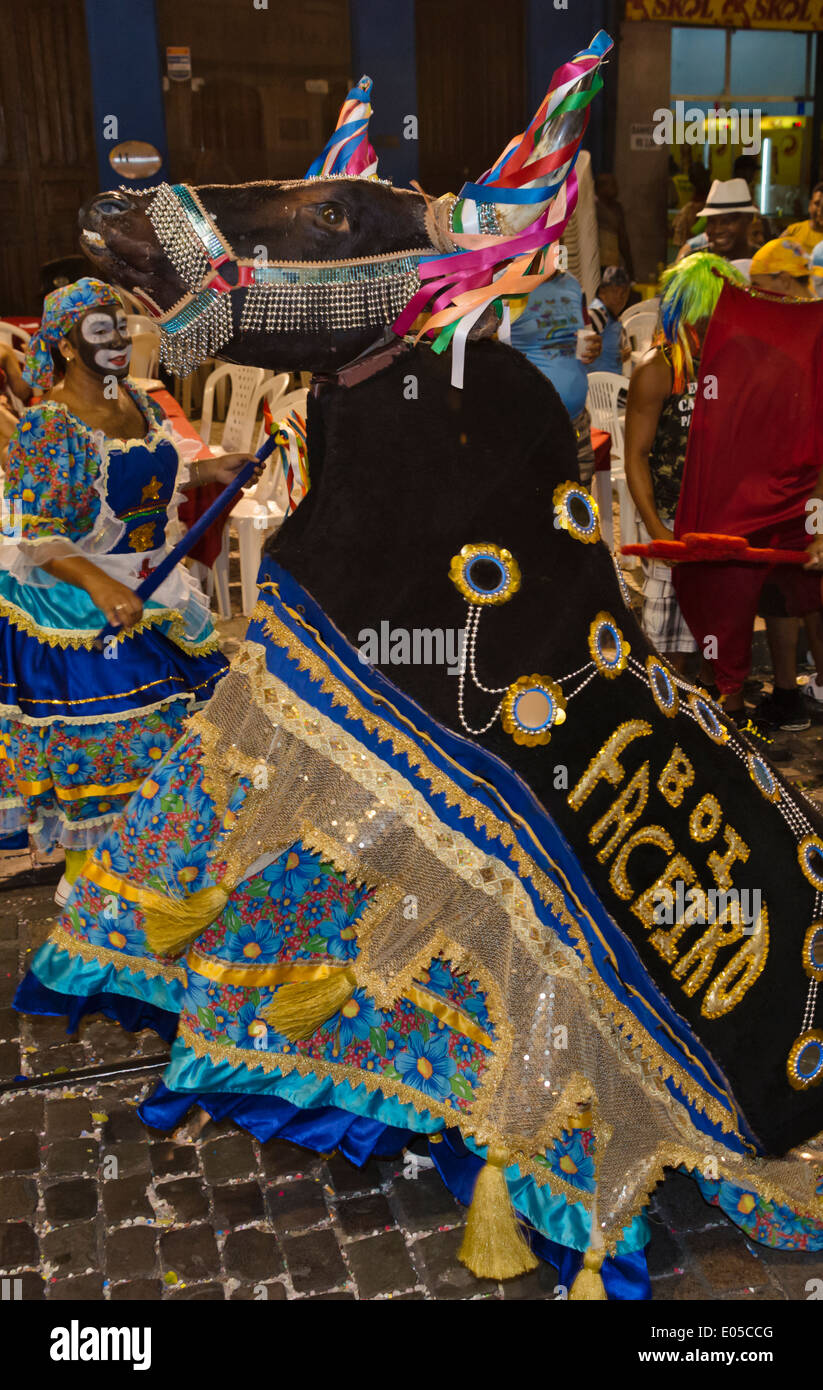 Sfilata di Carnevale a notte, Recife, Stato di Pernambuco, Brasile Foto Stock