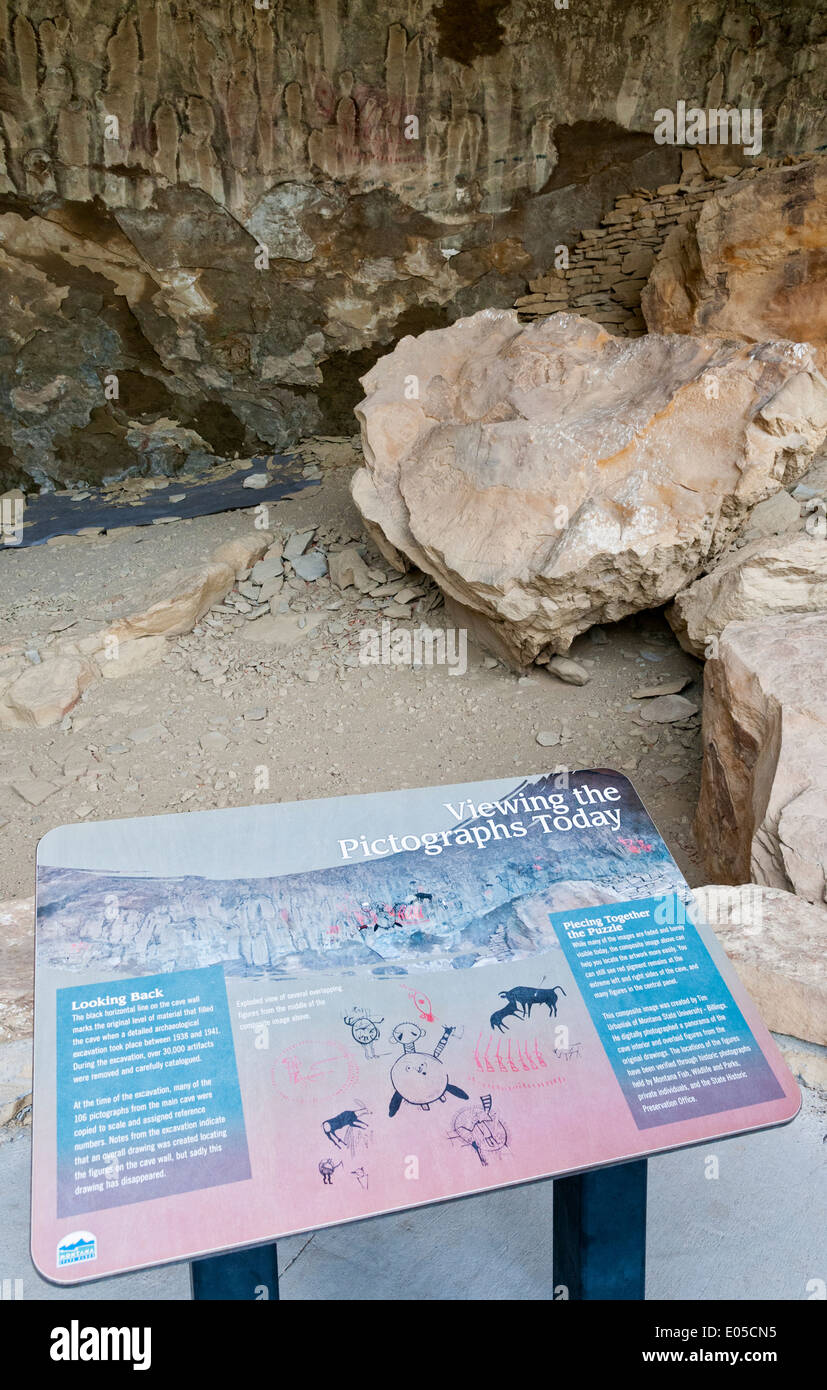 Montana, il pittogramma grotta stato parco vicino a Billings Foto Stock