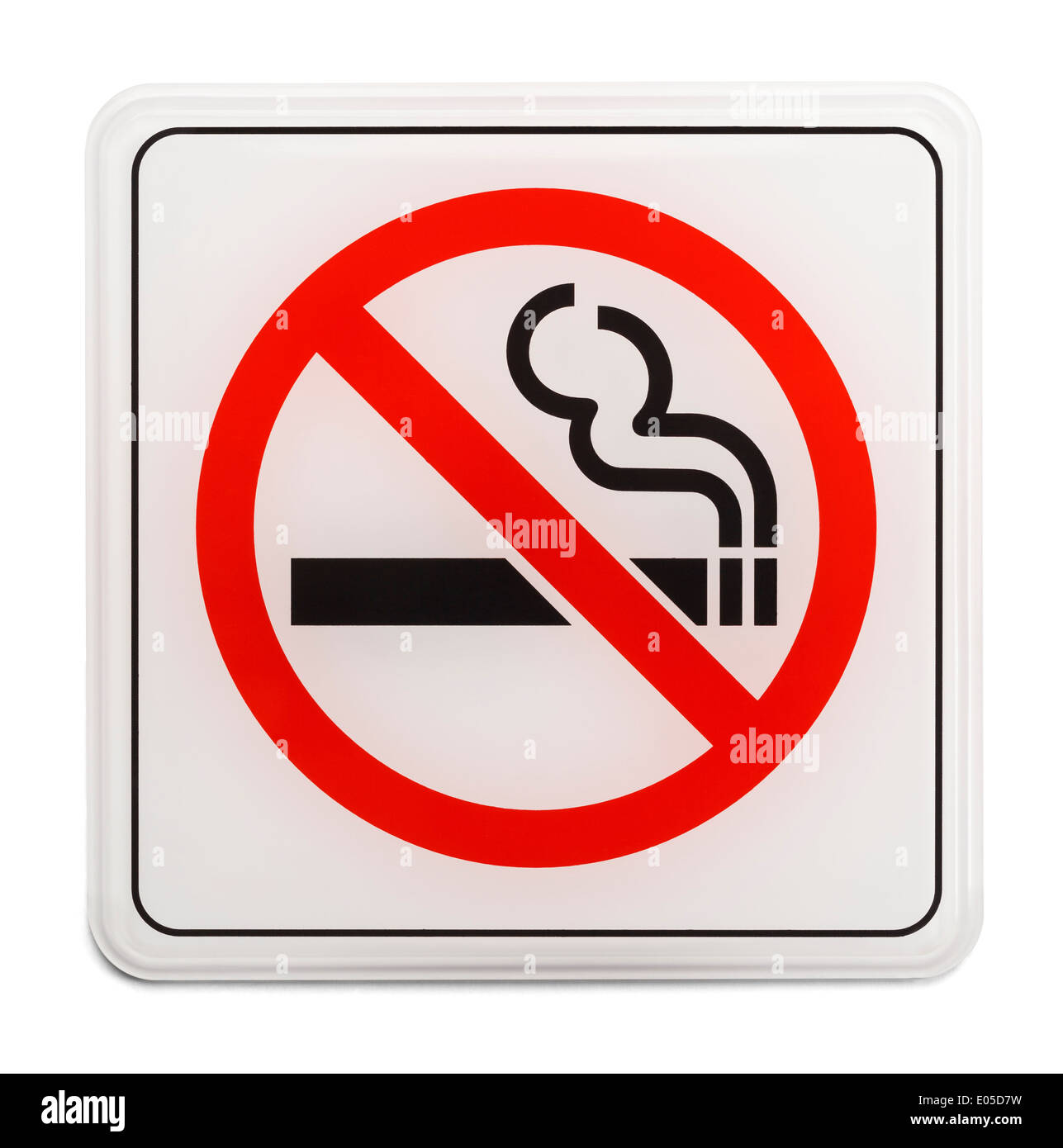 Quadrato Rosso e nero per non fumatori segno isolato su sfondo bianco. Foto Stock