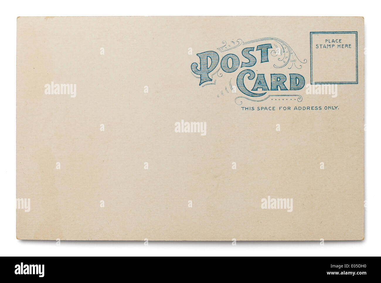 Non convalidato cartolina vuota isolata su sfondo bianco. Foto Stock