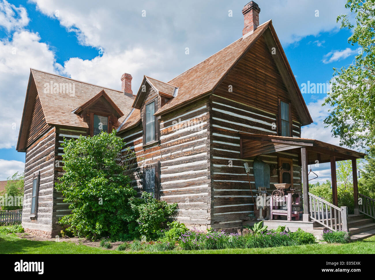 Montana, Bozeman, Museo delle Rockies, Storia Vivente Farm, originale 1890s homestead house Foto Stock