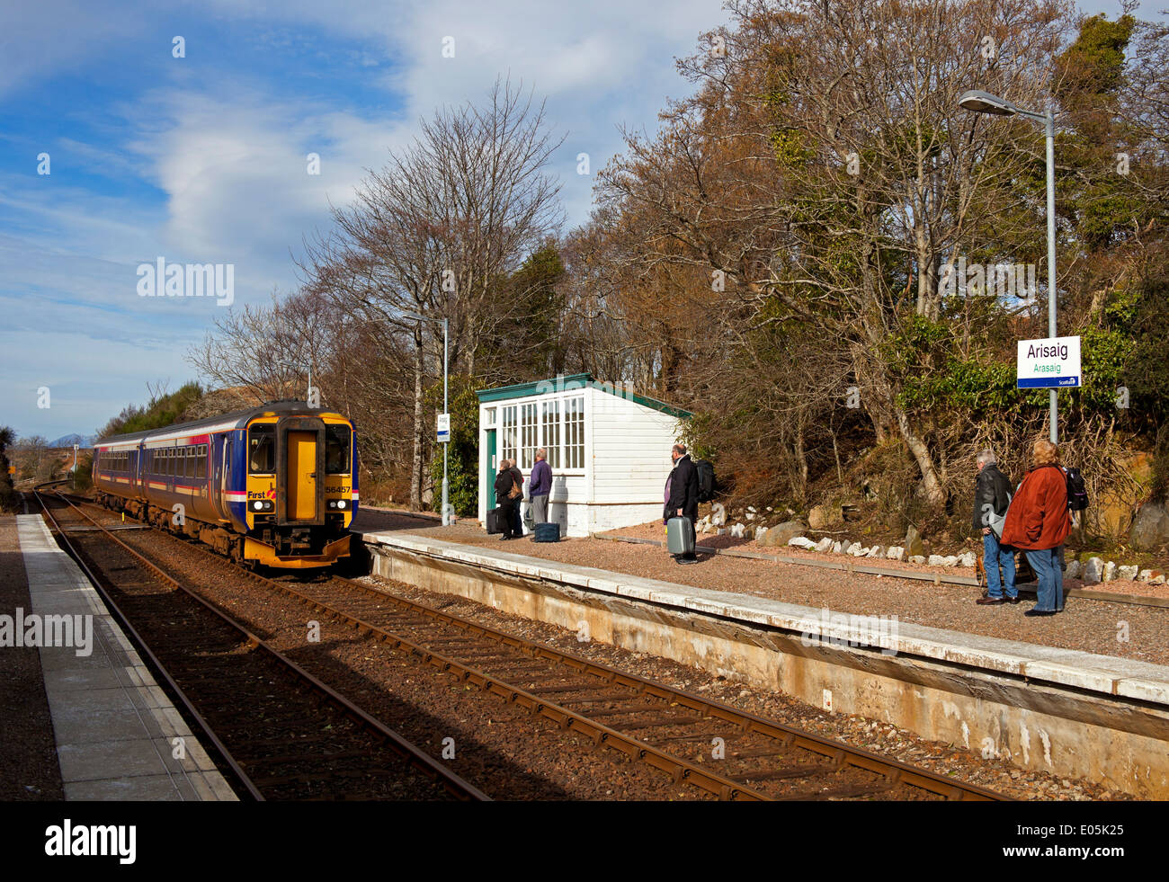 Arisaig stazione ferroviaria, West Highland Line, Lochaber in Scozia Foto Stock