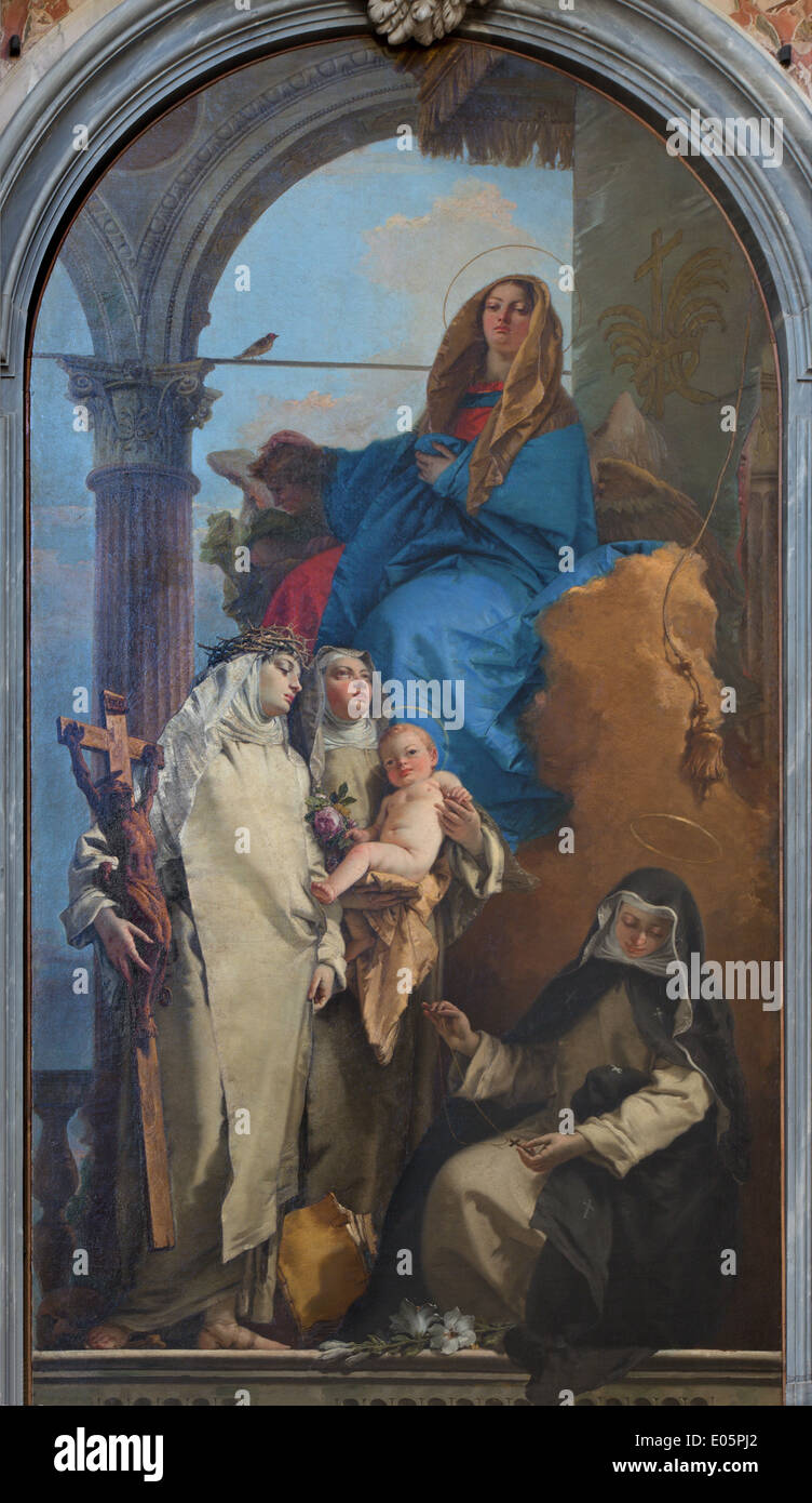 Venezia - La Appartation della Vergine di Giambattista Tiepolo (1748) nella chiesa di Santa Maria del Rosario (Gesuati). Foto Stock
