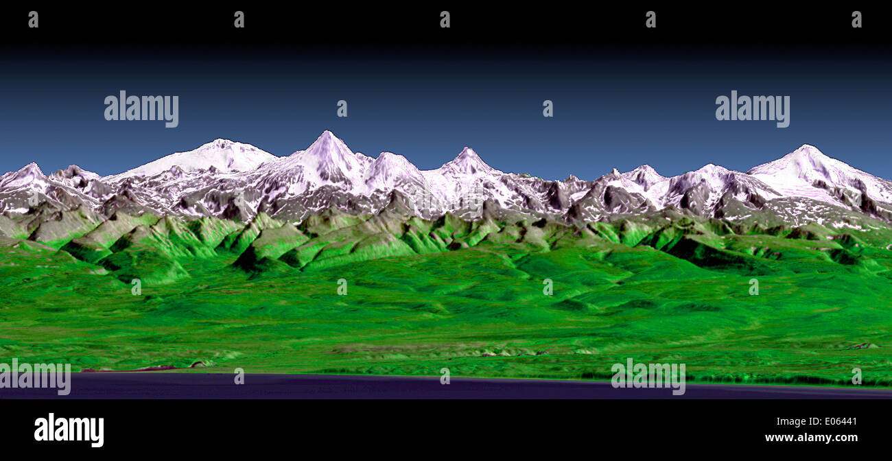 3-D in prospettiva della penisola di Kamchatka Russia Foto Stock