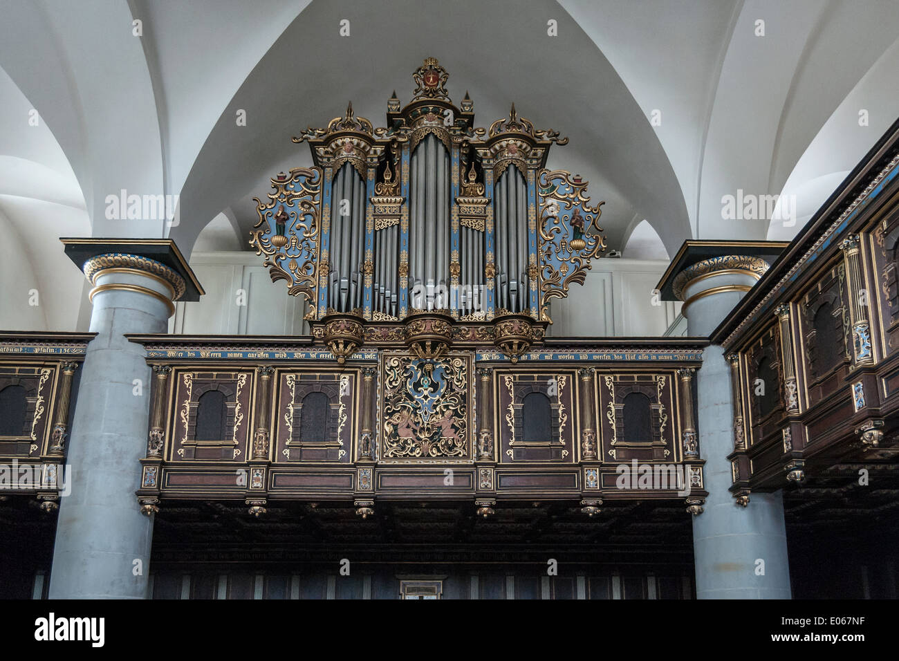 Organo a canne, Castello Kronborg cappella, Helsingnor, Danimarca Foto Stock