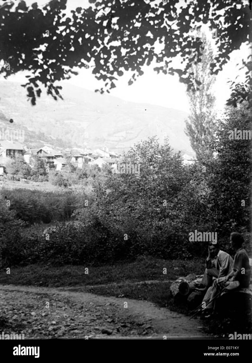 Questa opera d'arte intitolata "Dans les bois" (nei boschi) è una rappresentazione della campagna francese, che mostra la bellezza naturale della regione di Ariège. Fa parte della collezione Bibliothèque de Toulouse. Foto Stock