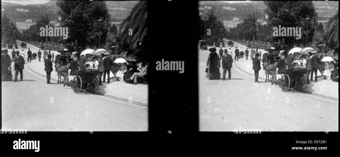 Allée des Palmiers, promeneurs dans les jardins, Monte-Carlo, avril 1905 Foto Stock