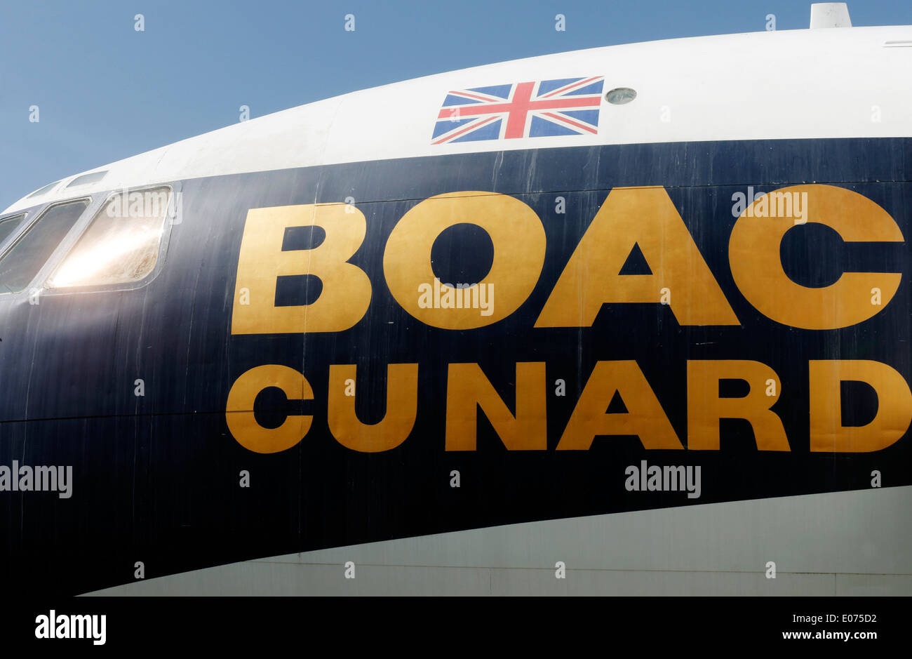 Vickers VC-10 aereo di linea nei colori della BOAC Cunard a Duxford Air Museum Foto Stock