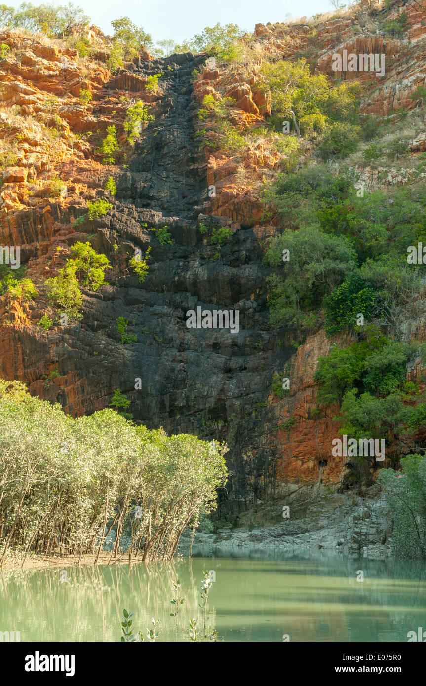 Asciugare la cascata nel Raptor raggiunge la Kimberley, Australia occidentale, Australia Foto Stock