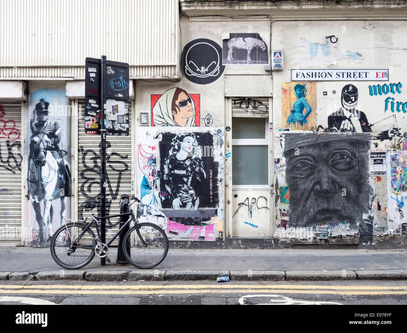 Arte di strada in Fashion Street east London Foto Stock