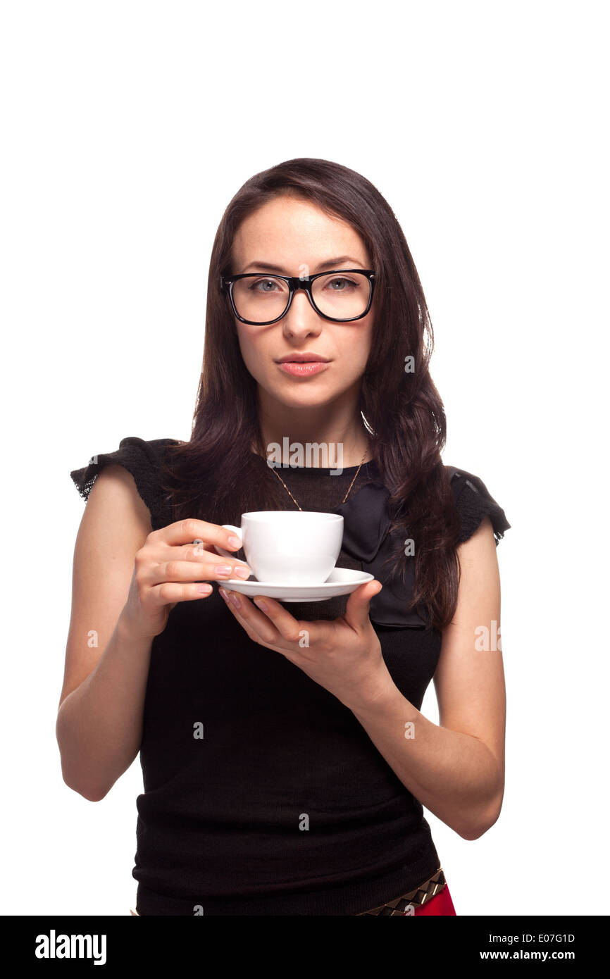 Donna segretario con tazza da caffè Foto Stock