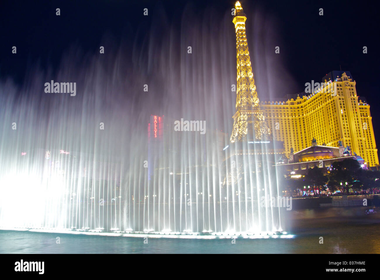 Sera acqua mostrano al Bellagio, Las Vegas. Foto Stock