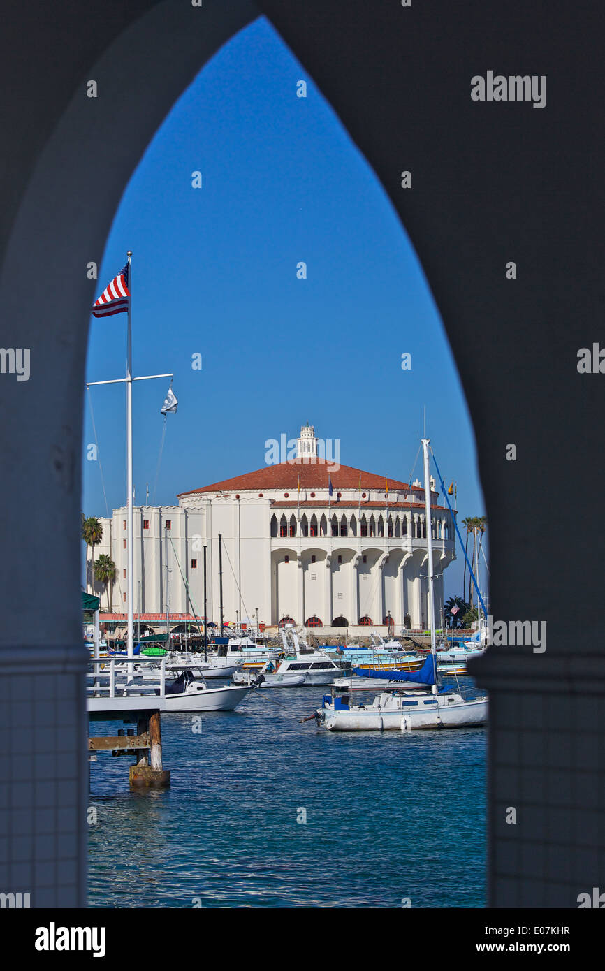 Vista astratta del casinò di Avalon Isola Catalina, California. Foto Stock