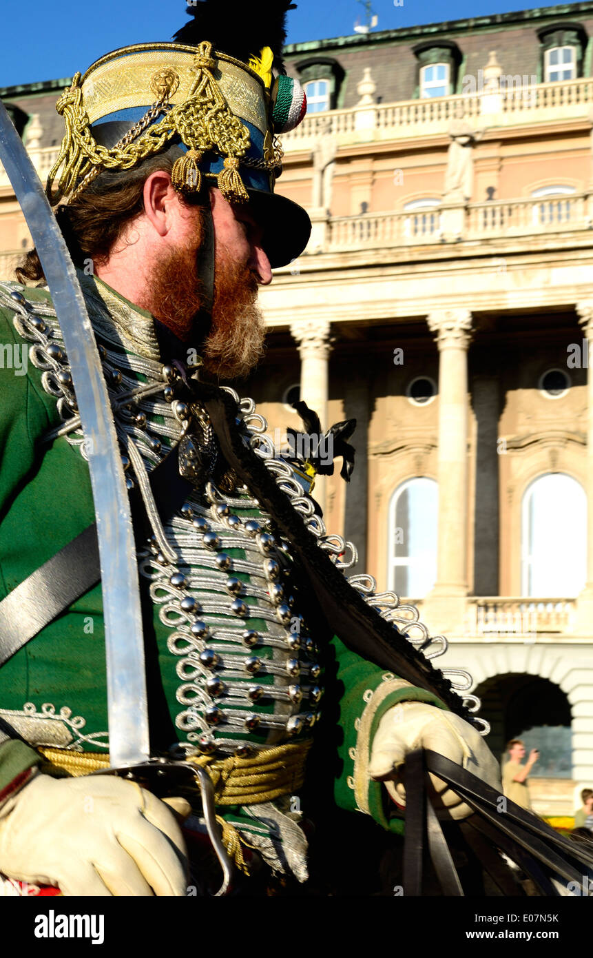Ungheria Budapest Castle Hill Royal Palace ussaro parade musicisti Foto Stock