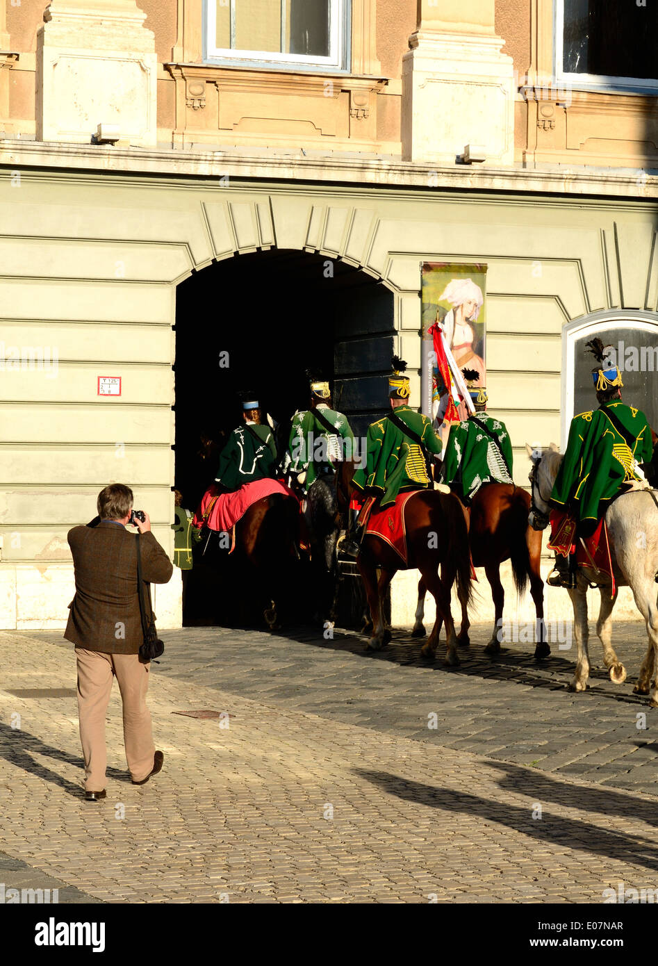 Ungheria Budapest Castle Hill Royal Palace ussaro parade musicisti Foto Stock